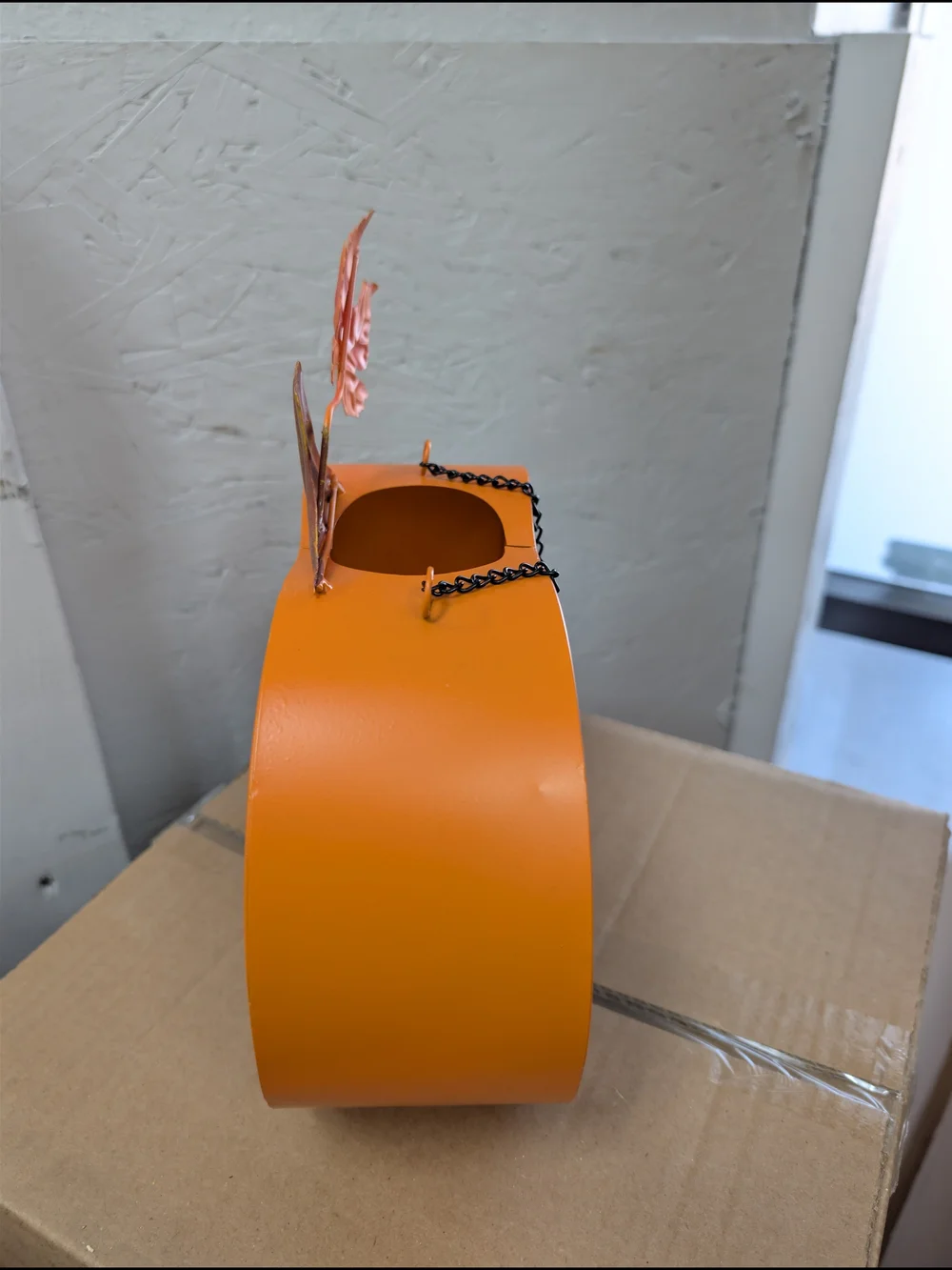 Decorative Orange Pumpkin Bird Feeder w/ Chain & Hook - Brand New